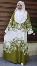 🍂Elegent Print Abaya Alpona Black-White🍂 - Image 4