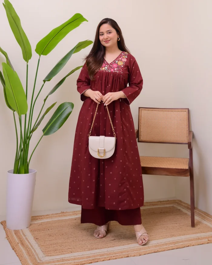 🌸Sara Embroidery Work And Afsan Print Suit💚 - Image 6